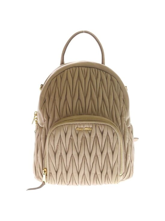 Miu Miu Matelasse Mini Backpack Beige Leather Gold main image 4